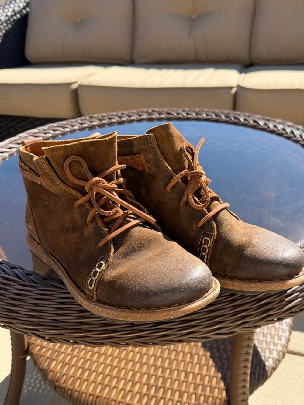 Born Brown Leather Chukka Boots - Stitched Details - Women's 10 / EU 42 rugged - Picture 2 of 9